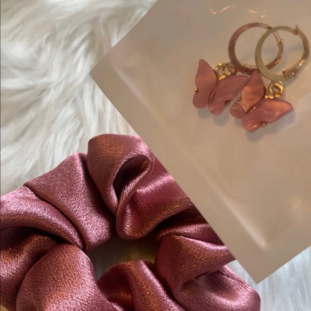 Pink butterfly earrings